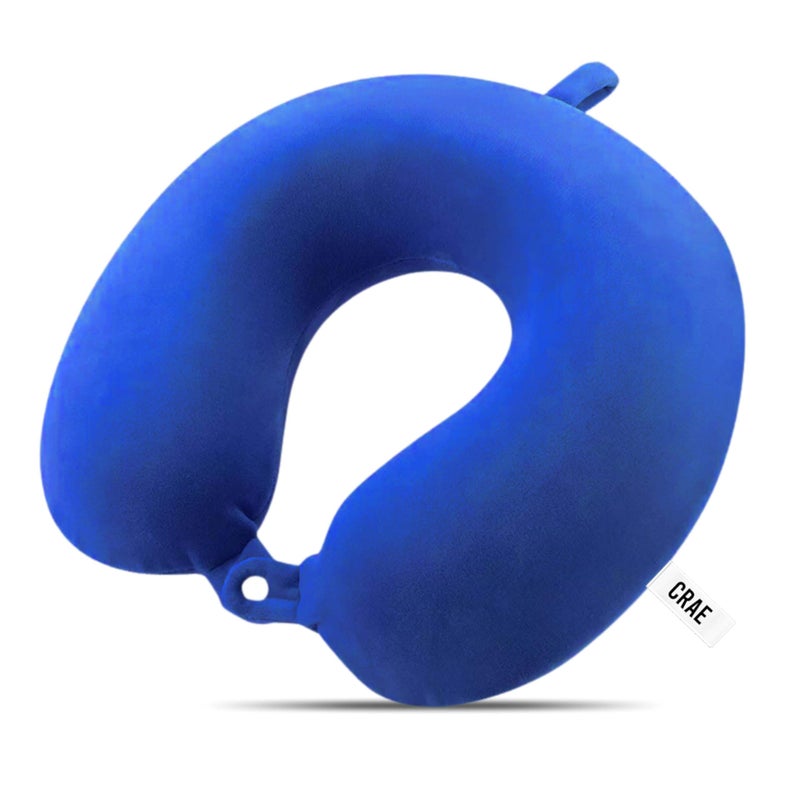 CRAE Premium Memory Foam Neck Pillow for Travel, Sleep & Support - Soft & Comfortable - Ideal for Home, Office & Car Use (Blue) - Image 3