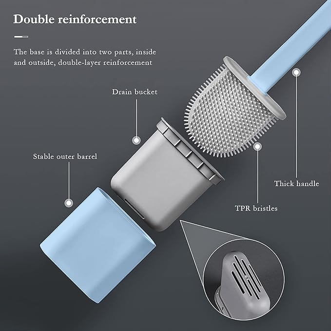 Peyx Toilet Brush Western Indian Toilet with Holder Bathroom Brush Toilet Brush Antidrip Set Toilet Bowl Cleaner Brush Long Handle Bristle Clean Toilet Bathtubs Wash Basins Sink Corner Easily - Image 3