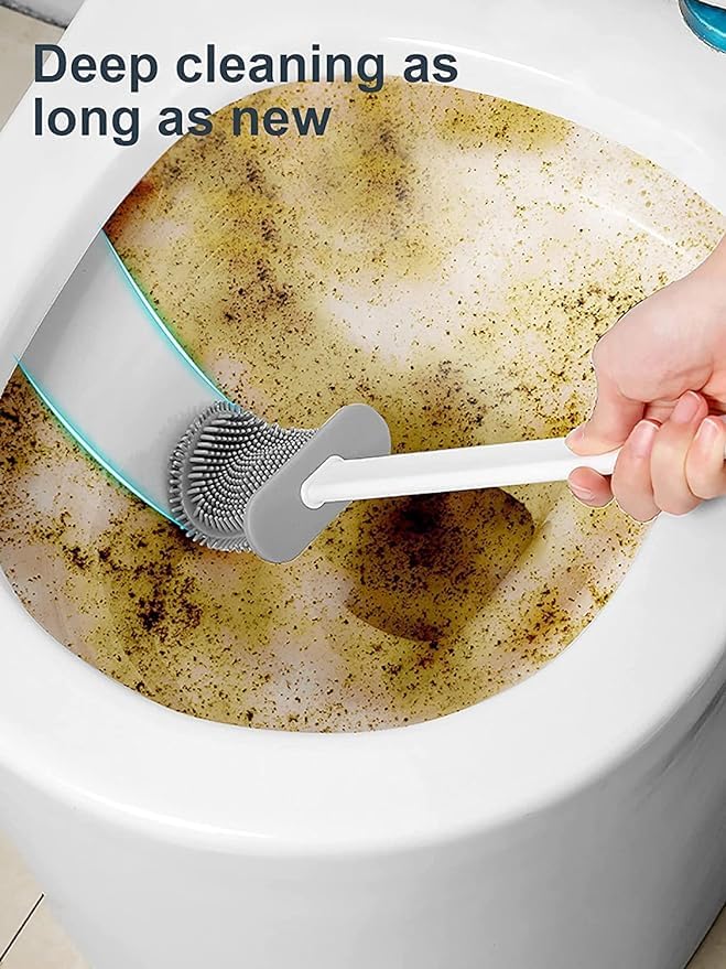 Peyx Toilet Brush Western Indian Toilet with Holder Bathroom Brush Toilet Brush Antidrip Set Toilet Bowl Cleaner Brush Long Handle Bristle Clean Toilet Bathtubs Wash Basins Sink Corner Easily - Image 2