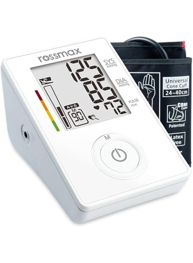 Rossmax Digital Upper Arm Blood Pressure Monitor with Adjustable Cuff, Large LCD Display and Memory Function for Accurate Home Health Tracking - Image 1