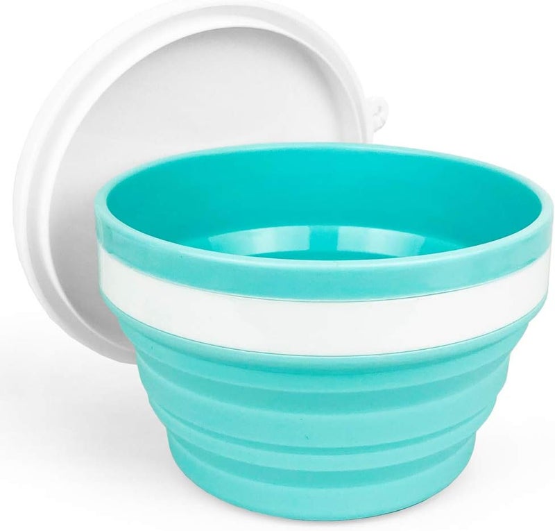 CARTINTS 950ml Collapsible BowlsSilicone Food Storage ContainersPrepStorage Bowls with LidsSilicone Lunch Containers Ideal for Travel and Camping Blue - Image 1