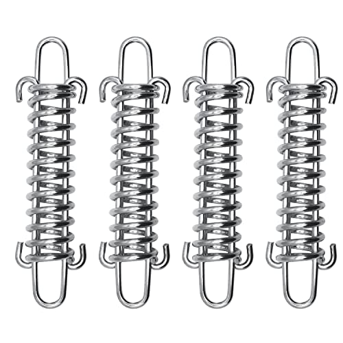 SUUJI Dog Leash Shock Absorber Spring - SUUJI 4 Pcs Dog Tie Out Shock Buffer Spring for Training Sun Shade Heavy Duty Galvanized Steel Tent Rope Fixed Buckle Tensioner/Tightener for Outdoor Hiking Camping - Image 1