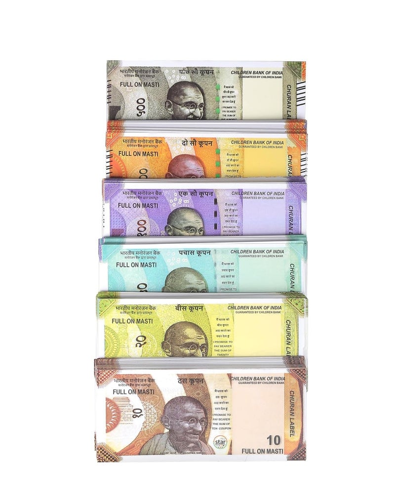 IJI Dummy Playing Fake Notes for Kids - Educational Toy Money | 30X6 = 180 Notes | Realistic Artificial Duplicate Currency for Kids to Play - Image 1