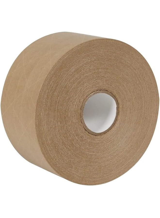 promass Kraft Paper Tape, Water Activated Kraft Paper Tape for Packing Boxes, Fiber Reinforced Water Activated Tape, Warehouse Storage, Moving, Shipping and Carton Sealing (137m Length × 7.5mm Width) - Image 1