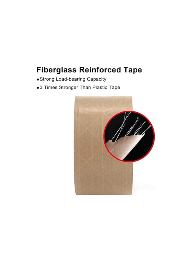 promass Kraft Paper Tape, Water Activated Kraft Paper Tape for Packing Boxes, Fiber Reinforced Water Activated Tape, Warehouse Storage, Moving, Shipping and Carton Sealing (137m Length × 7.5mm Width) - Image 4