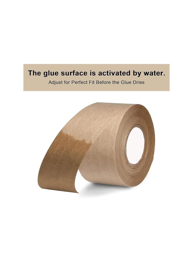 promass Kraft Paper Tape, Water Activated Kraft Paper Tape for Packing Boxes, Fiber Reinforced Water Activated Tape, Warehouse Storage, Moving, Shipping and Carton Sealing (137m Length × 7.5mm Width) - Image 2
