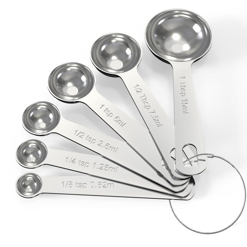 TILUCK Stainless Steel Measuring Spoons Set,Coffee Scoop Spoon,Kitchen Gadgets for Cooking & Baking,Set of 6 - Image 1