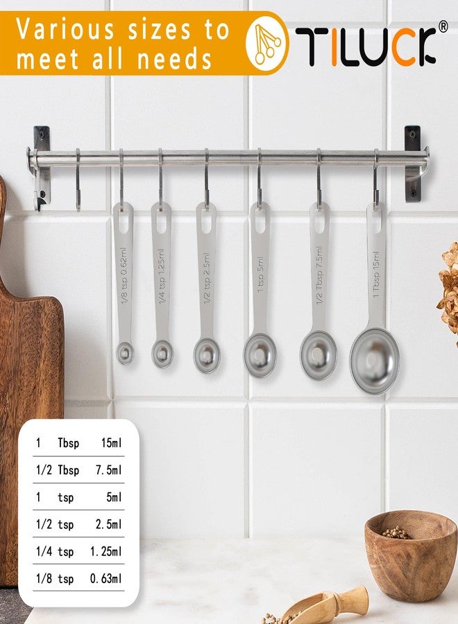 TILUCK Stainless Steel Measuring Spoons Set,Coffee Scoop Spoon,Kitchen Gadgets for Cooking & Baking,Set of 6 - Image 2