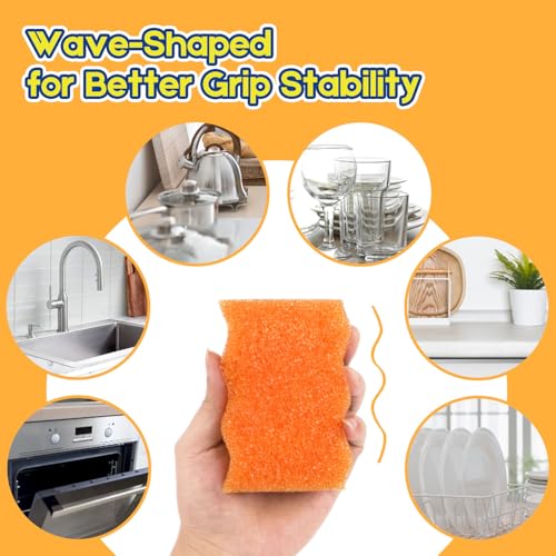 LAUNDRYLUX Scrub Sponge, 4 Pack Dual-Sided Temperature-Responsive Scrubber - Non-Scratch - Multipurpose Dish Sponges for Kitchens, Bathrooms, and Outdoor Use - Wave-Shaped - Image 4