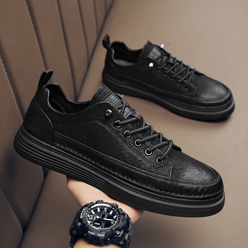 Men'S Shoes, Winter Kitchen Work Black Sneakers, Men'S Casual Leather Shoes, One-Legged Work Safety Shoes - Image 4