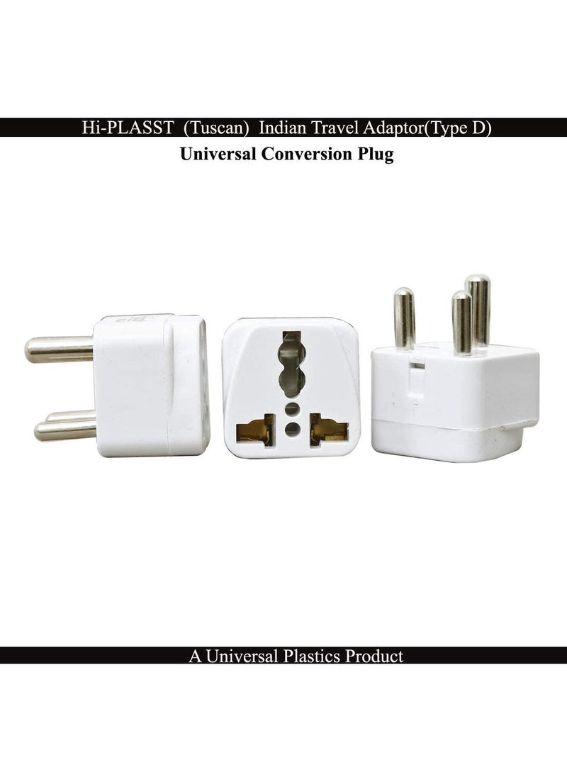 HI PLASST PINS N PLUGS HiPLASST Worldwide Travel Adaptor Electrical Wall Plugs and Adapters Type D India 2pcs  - Image 5