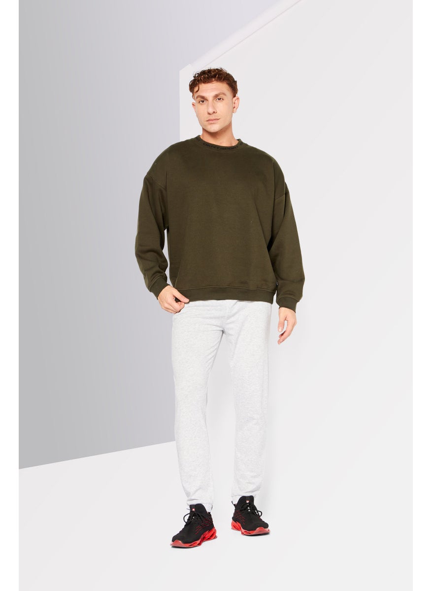 DKNY Sport Men Sportswear Fit Long Sleeves Outdoor Sweatshirt, Army Green  - Image 3
