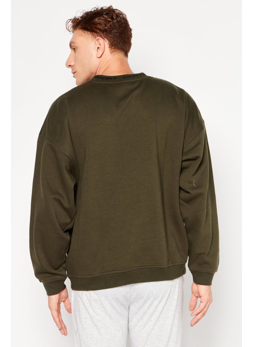 DKNY Sport Men Sportswear Fit Long Sleeves Outdoor Sweatshirt, Army Green  - Image 4