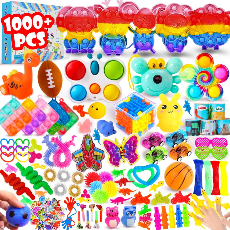 DKZ 1000Pcs Bulk Party Favors for Kids Fidget Toys PackStocking Stuffers Treasure Box Chest Birthday Party Classroom Carnival Prizes Pinata Stuffers Goodie Bag Stuffers Stress Relief Sensory Toys - Image 3