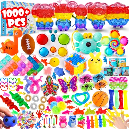 DKZ 1000Pcs Bulk Party Favors for Kids Fidget Toys PackStocking Stuffers Treasure Box Chest Birthday Party Classroom Carnival Prizes Pinata Stuffers Goodie Bag Stuffers Stress Relief Sensory Toys - Image 1
