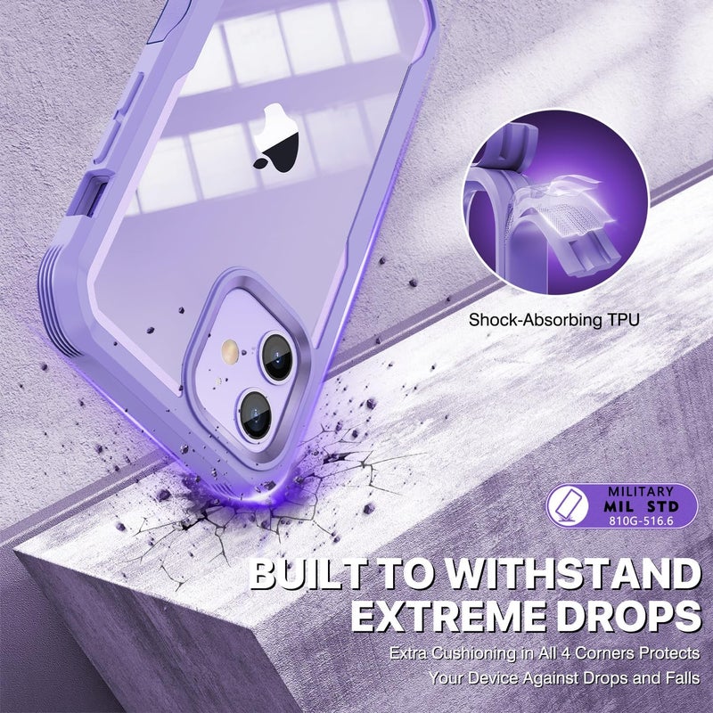 CENHUFO Anti-Spy Case for iPhone 12/iPhone 12 Pro, with Tempered Glass Screen Protector, Anti-Spy, 360° Shockproof Phone Cover Double Sided Full Case for iPhone 12/12 Pro – Purple Diverse use resistant crafted quality - Image 5