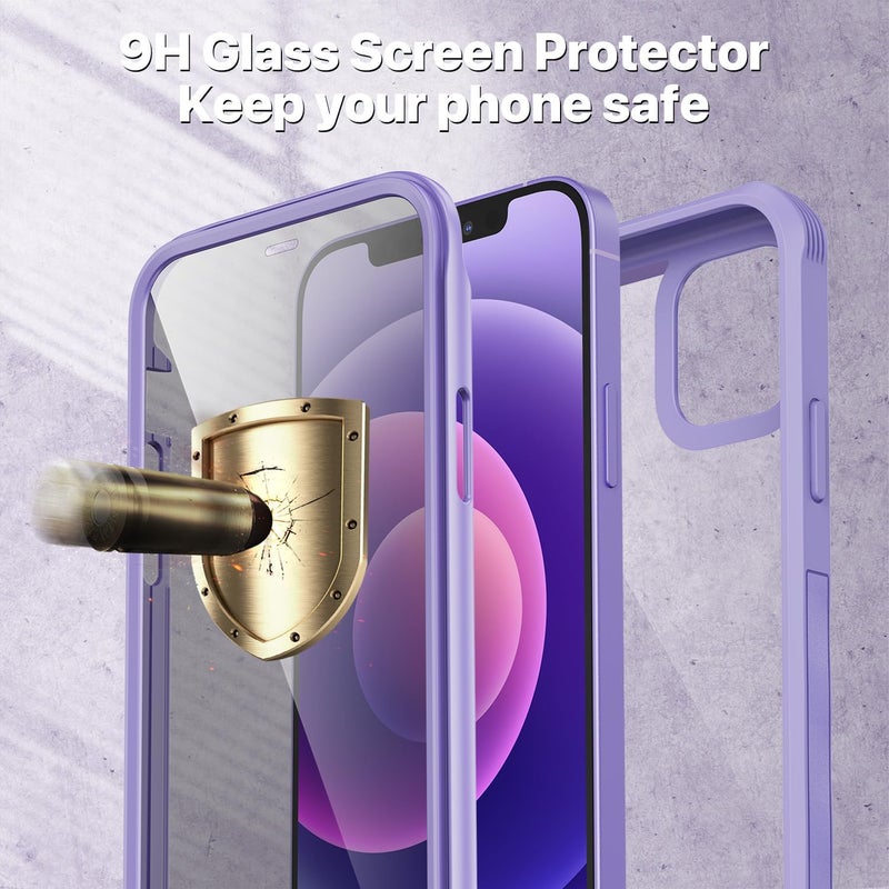CENHUFO Anti-Spy Case for iPhone 12/iPhone 12 Pro, with Tempered Glass Screen Protector, Anti-Spy, 360° Shockproof Phone Cover Double Sided Full Case for iPhone 12/12 Pro – Purple Diverse use resistant crafted quality - Image 4