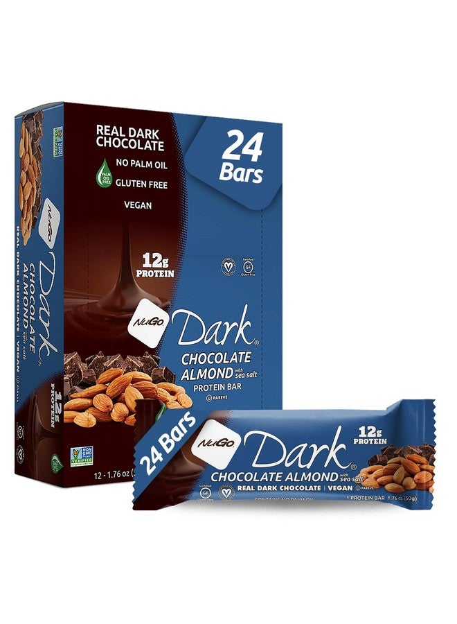 NuGo Dark Chocolate Almond with Sea Salt, 12g Protein Bar, Vegan, Gluten Free, Non-GMO, Kosher Pareve, 24 Count - Image 1