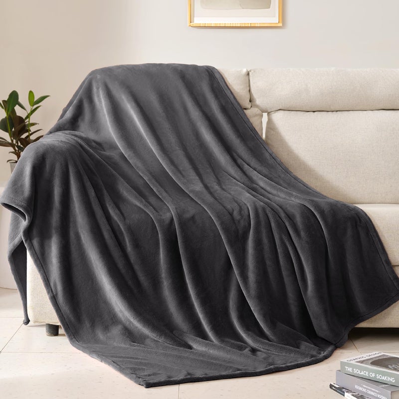 BEAUTEX Fleece Throw Blanket for Couch Sofa or Bed Throw Size Soft Fuzzy Plush  Luxury Flannel Lap Blanket Super Cozy and Comfy for All Seasons Graphite 50 x 60