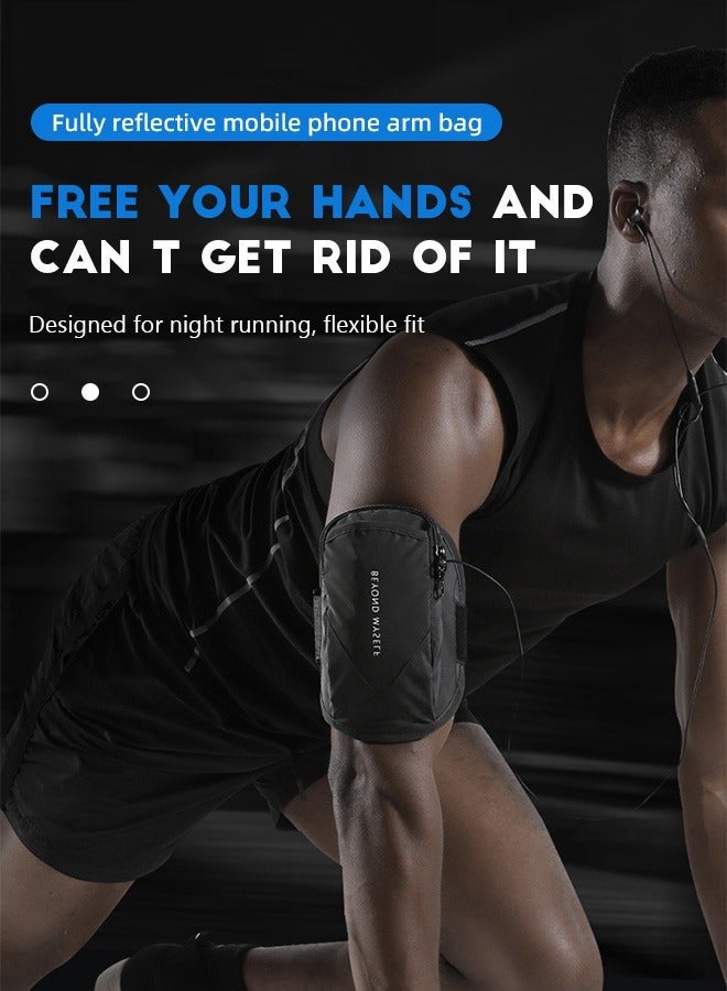 Cell Phone Armband Mobile Phone Holder, Waterproof Running Arm Bag Wristband, Reflection Cell Phone Holder for Exercise Workout, Compatible with Smartphones up to 7 Inches and Small Items - Image 2