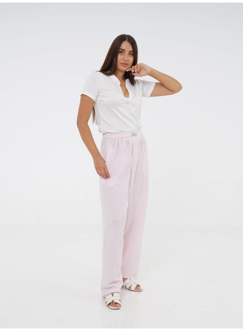 Wasan Pink Striped Pants Loungewear Set - Image 2