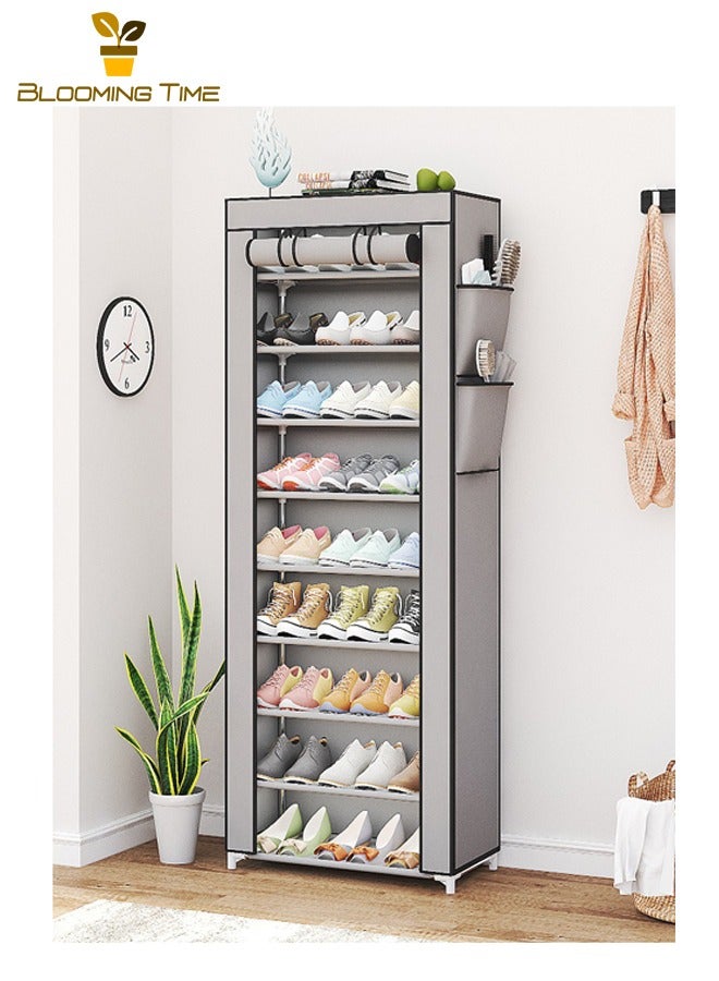 بلومنغ تايم رف أحذية بسيط مقاوم للغبار ومقاوم للرطوبة خزانة خذاء باب تخزين رف غير منسوج مقاوم للغبار رف أحذية ، رمادي - Image 1