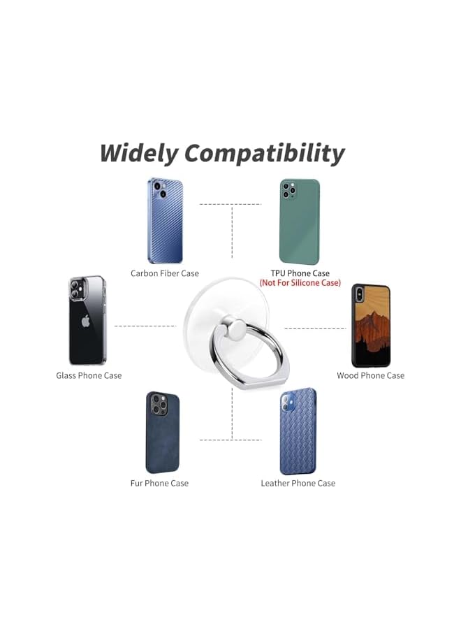 S-TOP Cell Phone Ring Holder, Transparent Ring Holder 360°Rotation Finger Ring Stand, Clear Cell Phone Kickstand Compatible with Most of Phones, Tablet and Case, (2Silver+1Black+1Rose Gold) - Image 3