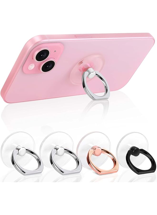 S-TOP Cell Phone Ring Holder, Transparent Ring Holder 360°Rotation Finger Ring Stand, Clear Cell Phone Kickstand Compatible with Most of Phones, Tablet and Case, (2Silver+1Black+1Rose Gold) - Image 1