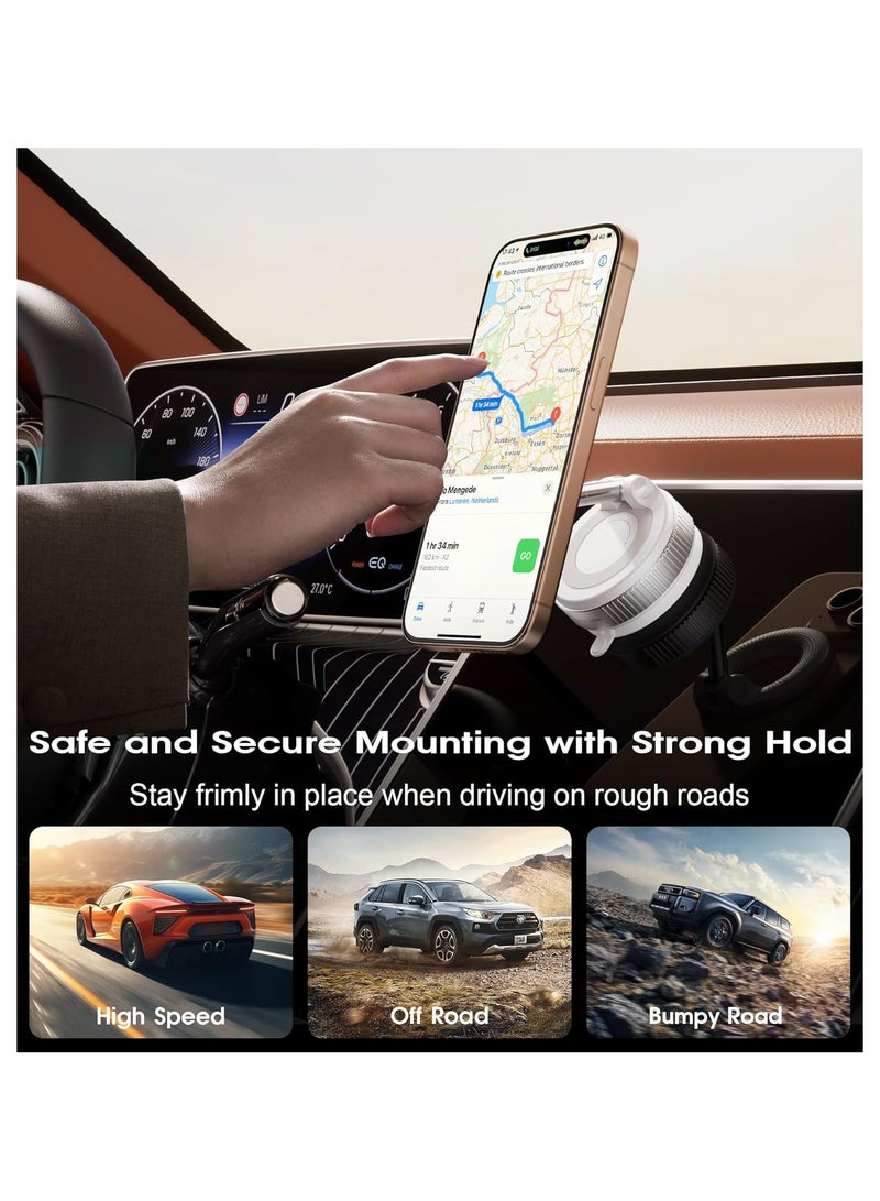 Strong Magnetic Car Phone Holder for MagSafe Ultra Vacuum Suction Cup Phone Mount 360° Cell Phone Holders for Your Car Accessories for iPhone 16 15 14 13 12 Android  - Image 4