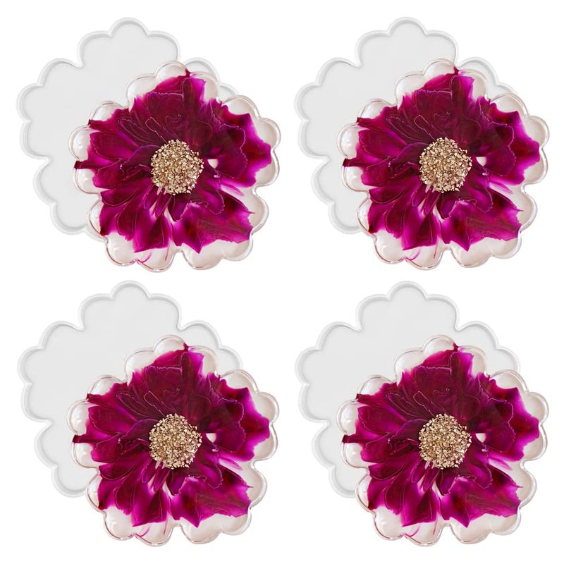 RESINWORLD 4 Pack 4 Inch Flower Coaster Molds, Silicone, Glossy, Reusable, for Resin Coasters, Candle Holders - Image 1