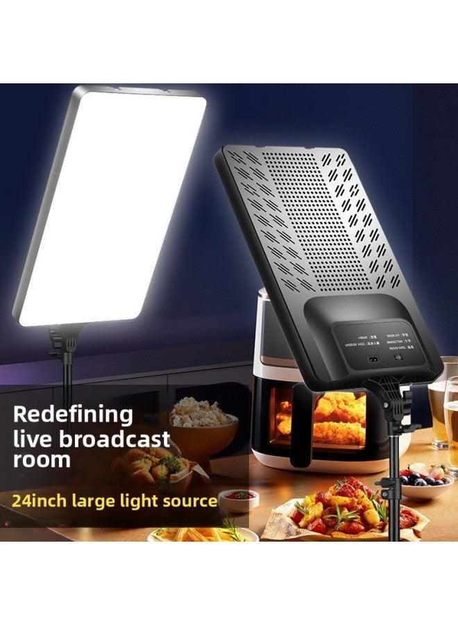 13/16/24 Inch Large Screen Plane Photography Live Fill Light Full Light Screen Square Panoramic Mobile Phone Fill Light-Specifications:RL-24 Inch Plane Fill Light (single Light 2.1 M Nylon Bracket Overhead Rail Pan/tilt Clip)