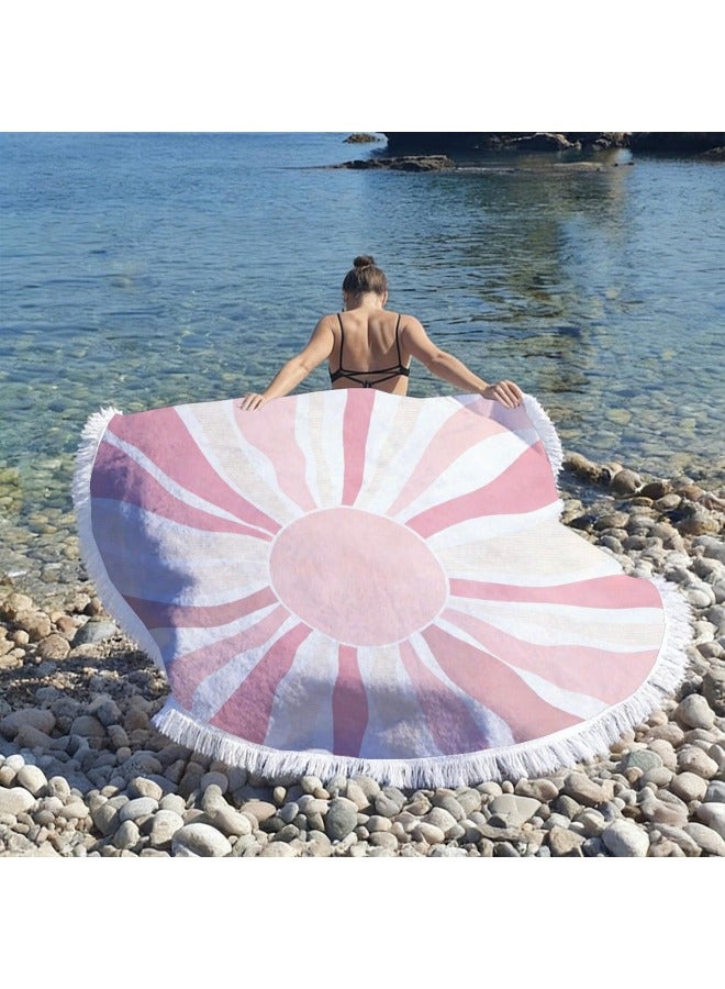 Superfine Fiber Large Diameter Multi-size Circular Tassel Beach Towel Beach Bath Towel Circular Tassel Sand Blanket