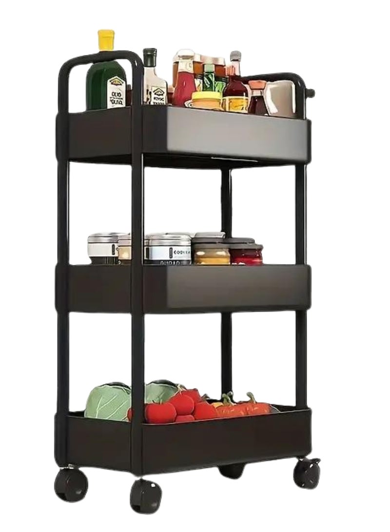 Prince 3-Tier Mesh Wire Rolling Multifunction Utility Cart Trolley With Hook - Image 1