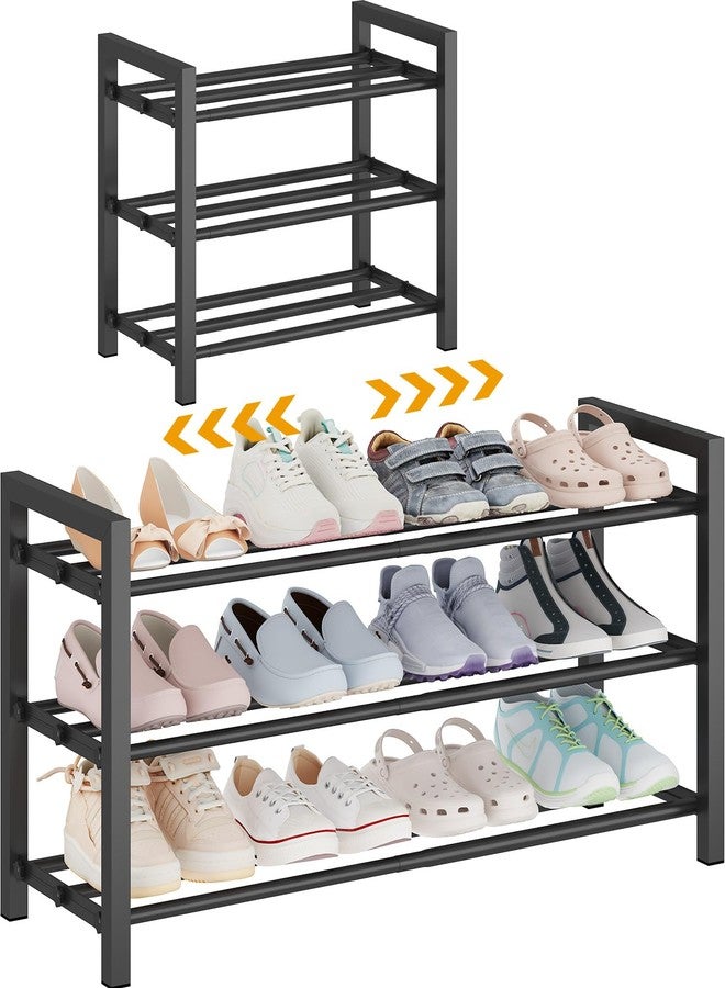Detsuk 3-Tier Expandable Shoe Rack – Adjustable Heavy-Duty Metal Shoe Organizer Shelf for Closet, Entryway, Mudroom & Garage – Durable Freestanding Storage, Black - Image 1