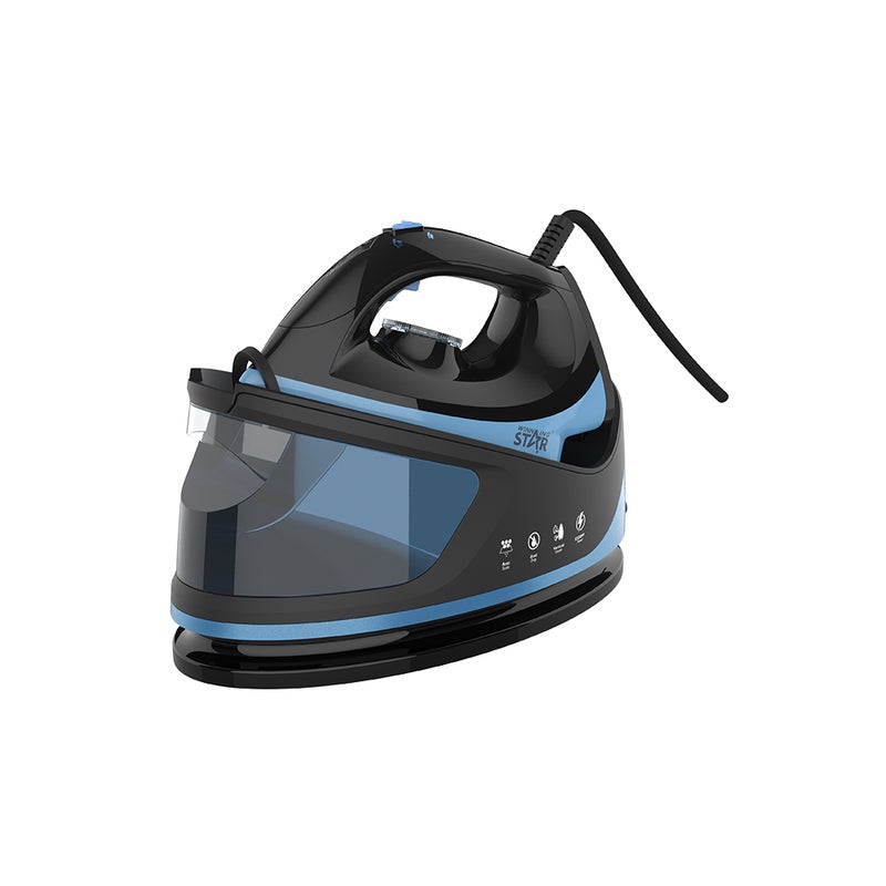 Winning Star Steam Iron, 1.1L Water Tank, 3 Functions, Ceramic Soleplate, Self-Cleaning, 2250W, Black & Blue, Model: ST-5005 - Image 1