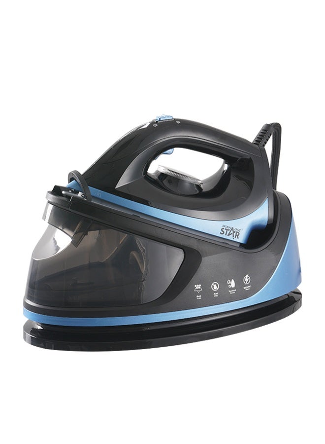 Winning Star Steam Iron, 1.1L Water Tank, 3 Functions, Ceramic Soleplate, Self-Cleaning, 2250W, Black & Blue, Model: ST-5005 - Image 2