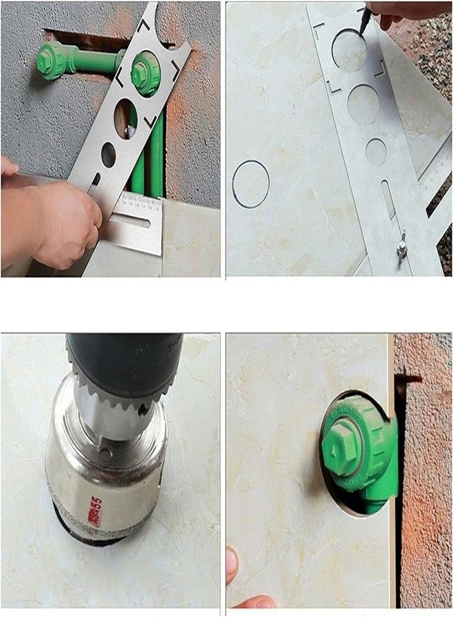 اتول مارت أداة تحديد موقع ثقب بلاط السيراميك من الفولاذ المقاوم للصدأ من Utoolmart، دليل حفر الأرضيات، مقياس لتحديد المواقع الدقيقة لحفر الخشب والبلاستيك، قطعة واحدة - Image 5