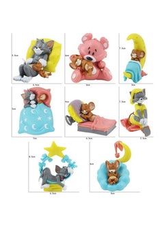 Trunkin Trunkin Cartoon Dreamy Tom Cat & Jerry Mouse Sleeping Quirk Set of 8 Figures Toy | PVC Multicolour Doll Statue Merchandise for Cartoon Lovers | 8 Cms  - Image 5