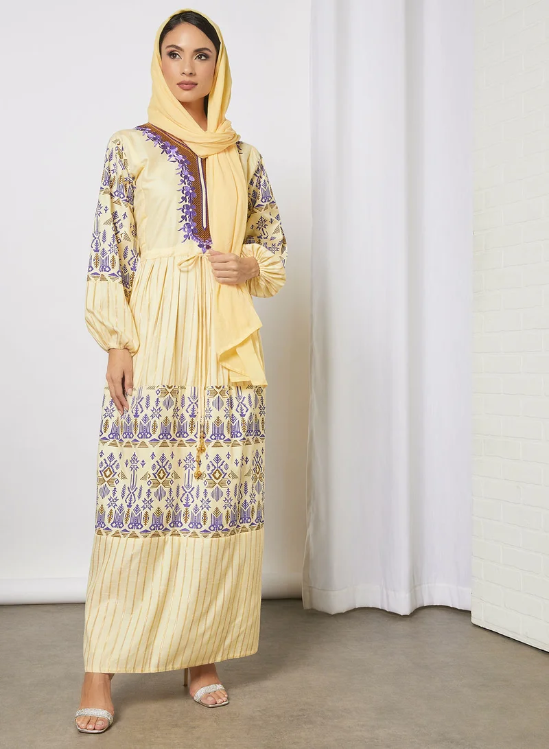 HANA & SARA Tassel Detailed Embroidered Jalabiya