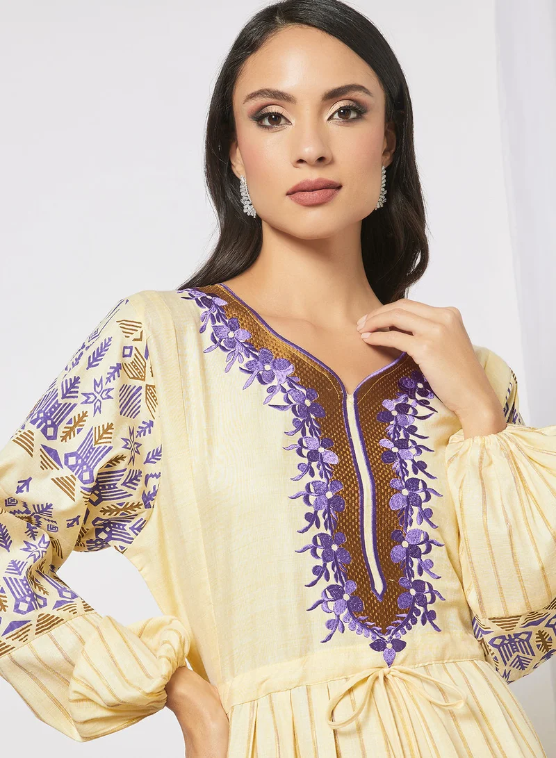 HANA & SARA Tassel Detailed Embroidered Jalabiya
