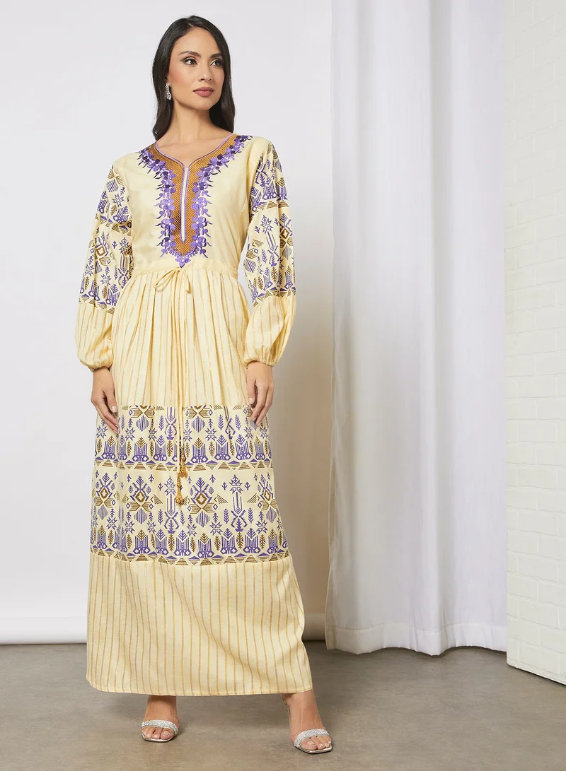 HANA & SARA Tassel Detailed Embroidered Jalabiya