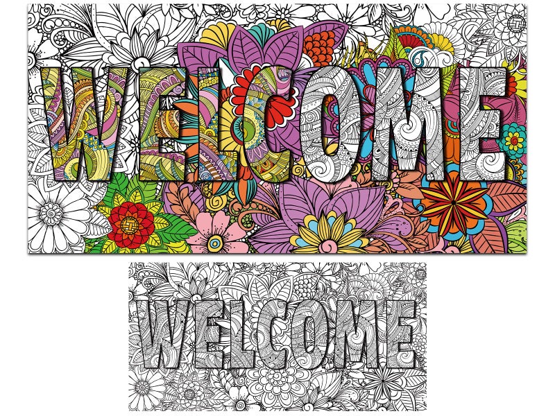 Tevxj Giant Mandala Coloring Posters 50 x 25 Jumbo Welcome Mandala Coloring Posters for Kids Teens Adults Large Mandala Coloring Tablecloth Huge Art Craft Activity for Home Classroom Party Supplies Favor - Image 2