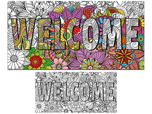 Tevxj Giant Mandala Coloring Posters 50 x 25 Jumbo Welcome Mandala Coloring Posters for Kids Teens Adults Large Mandala Coloring Tablecloth Huge Art Craft Activity for Home Classroom Party Supplies Favor - Image 1