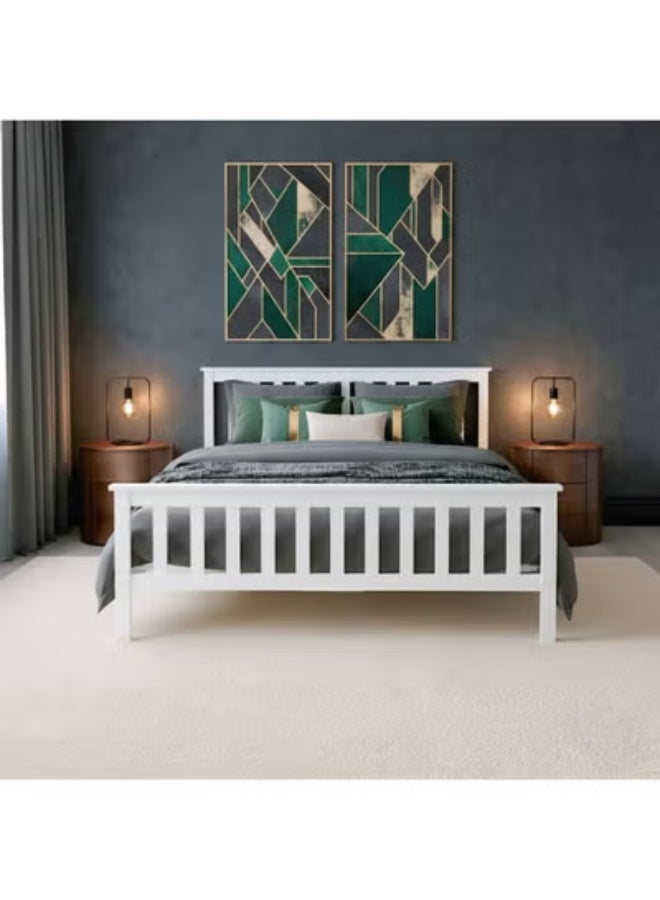 Crest J Classic wooden bed with an elegant white frame, practical and durable design – 200cm * 180cm - Image 3