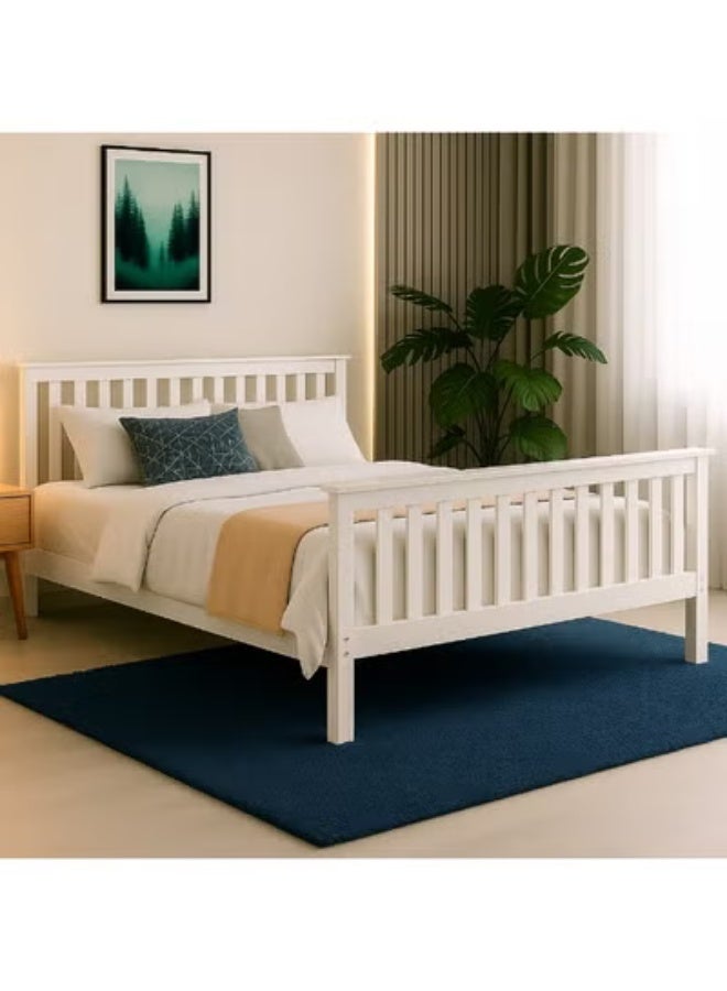 Crest J Classic wooden bed with an elegant white frame, practical and durable design – 200cm * 180cm - Image 1