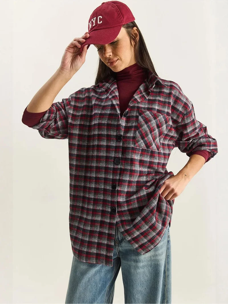 LUCCI Oversized Plaid Poplin Shirt