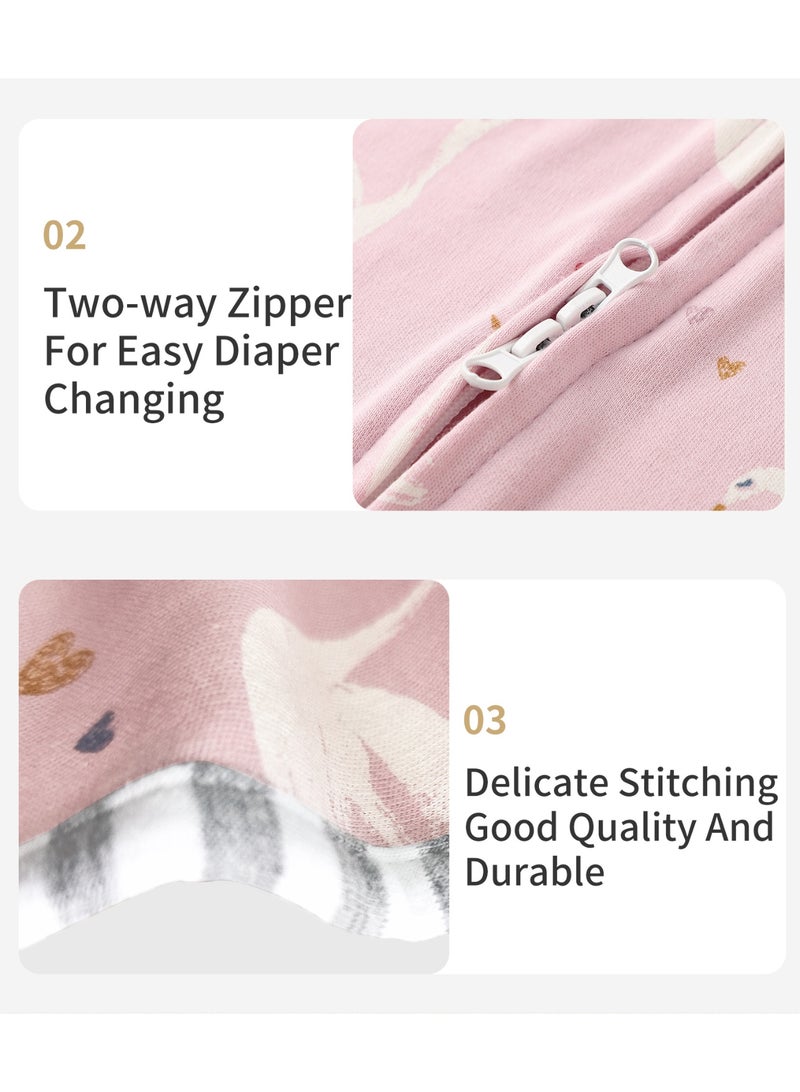 insular طقم 2 قطعة من لفائف الأطفال، ملائمة بشكل مريح، تدعم روتين النوم الصحي، قطن قابل للغسل في الغسالة وسحاب مزدوج لتسهيل تغيير الحفاضات (م)  - Image 4