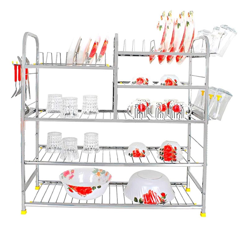 WINSTAR Stainless Steel 5 Layer Wall Mount Kitchen Dish Rack | Utensils Rack with Plate & Cutlery Stand | Modular Kitchen Storage Rack | Kitchen Organizer (31x30 Upper Plate) - Image 2