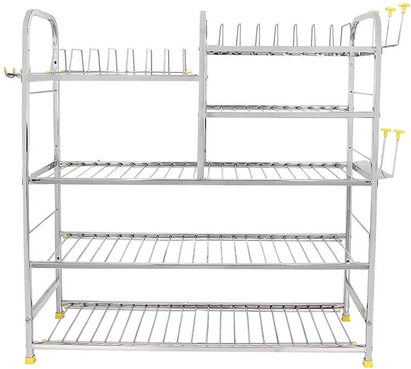 WINSTAR Stainless Steel 5 Layer Wall Mount Kitchen Dish Rack | Utensils Rack with Plate & Cutlery Stand | Modular Kitchen Storage Rack | Kitchen Organizer (31x30 Upper Plate) - Image 3