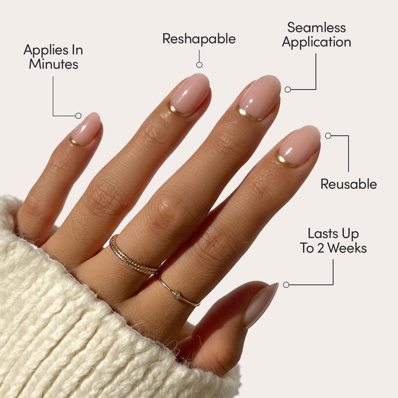 Glamnetic Press On Nails - Goal Digger | Glossy, Semi-Transparent, Short Round Nails, Salon Quality | 12 Sizes - 30 Nail Kit with Glue - Image 3